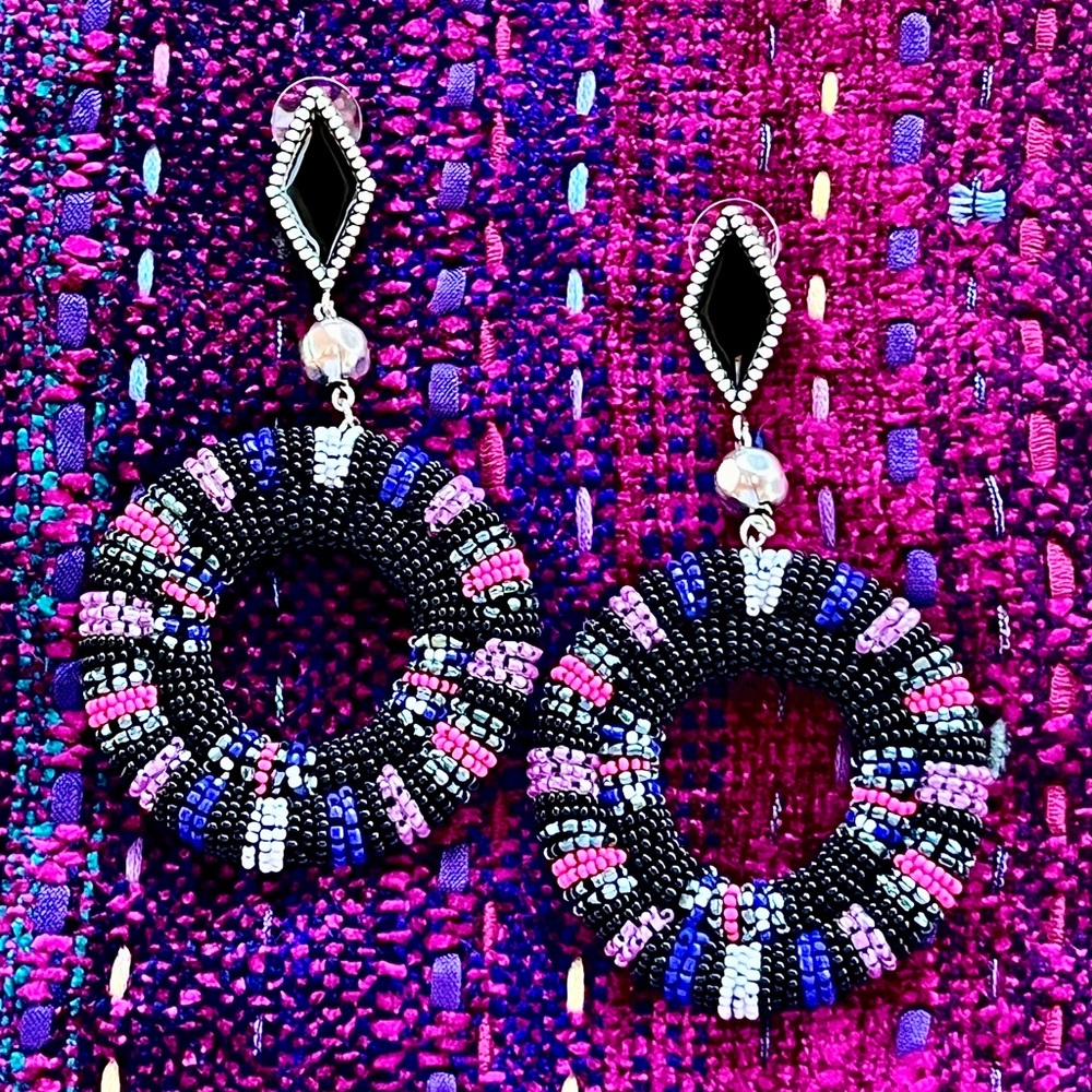 🌺🎉HP🎉🌺 NWT Isabel Marant Beaded Hoop Chandeliers - Picture 4 of 16